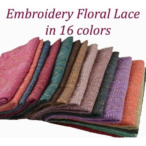 2019 Embroidery flower Scarf,Cotton lace scarf with studs,lace hijab with rhinestone,Muslim hijab,british style,tie dye shawls