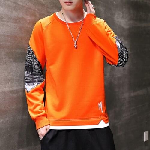 MANTLCONX 2021 New Letter Print Long Sleeve Harajuku Sweatshirts Men 6 Color Hoodie Mens Casual O-Neck Patchwork Sweatshirt Male