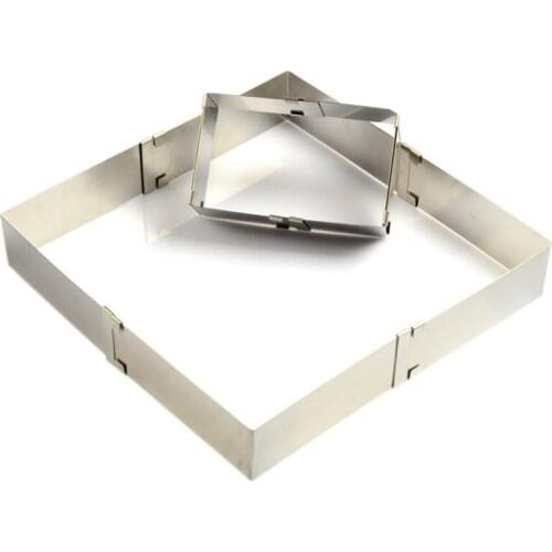 Stainless Steel 3D Square Cake Mold Baking Mould Adjustable Mousse Ring Cake Decorating Tool Kitchen Dessert Accessories