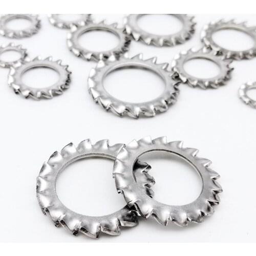 5/10/50 M2.5 M3 M4 M5 M6 M8 M10 M12 M14-M24 GB862.2 DIN6798A A2 304 Stainless Steel External Toothed Serrated Lock Washer Gasket