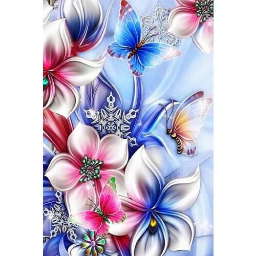 Full SquareRound Drill 5D DIY Diamond Painting Anime Flowers and Butterflies 3D Embroidery Cross Stitch Mosaic Home Decor WZ