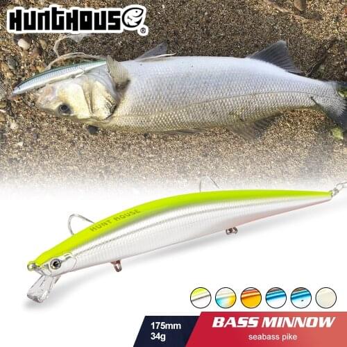 Hunthouse slim tide minnow lure 175mm fishing lures 2019 sinking minnow saltwater sea fishing hard bait for sea bass
