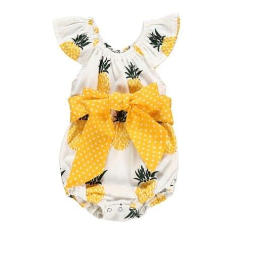 2019 Summer Newborn Baby Girls Pineapple Sleeveless Ruffle Bodysuits Jumpsuit Clothes Outfit