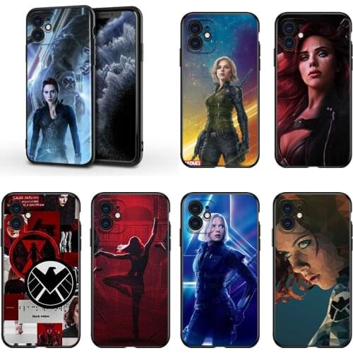 Marvel Avengers Black Widow For Apple iPhone 13 12 11 Mini XS XR X Pro MAX SE 2020 8 7 6 5 5S Plus Black Silicone Phone Case