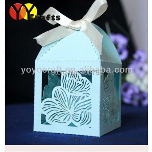 Decoration chocolate candy wedding box Wholesale pearl paper, various color laser cut flower shaped wedding favor box