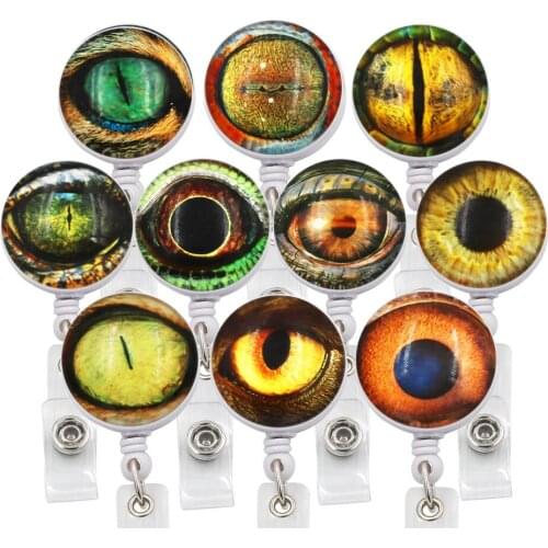 10PC Lot Eye Style ID Name Retractable Badge Holder with Alligator Clip Retractable Cord ID Badge Reel 24 Inch Office Suppliers