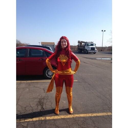 Jean Grey Phoenix Costume metallic Red Dark Phoenix Superhero Female Zentai costume for halloween cosplay carnivals party