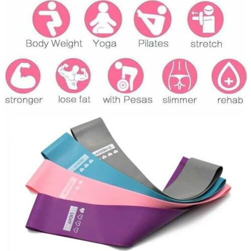 Brand New Women Men Letter Print Yoga Belt Resistance Bands Exercise Fitness Latex Loop 4 Pcs Set Home Gym Yoga Workout Hot 2019