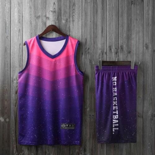 Gradient basketball jerseys set college team club customize Basketball Shirt mens sports suit wholesale uniform 2020