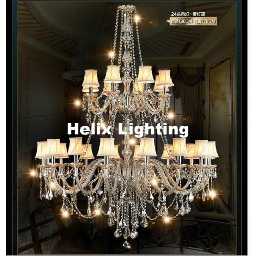 Free Shipping Champagne Crystal Chandelier Modern Chandelier lustres de cristal Decoration 24L D130cm LED Hotel Chandelier Light