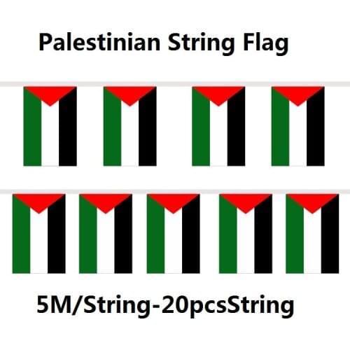 KAFNIK,5 meters 20 faces 14*21CM Palestinian String Flag Banner Bar For Party Decoration/World Event Carnival Decor