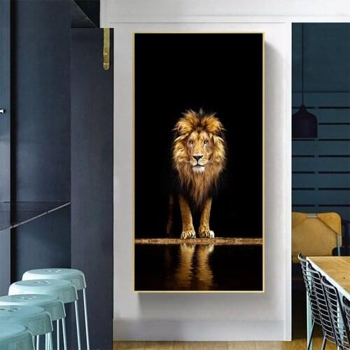 Canvas Painting Wall Art Modern Animal Golden Lion Wild Animal Picture Mural Prints Posters for Living Room Home Decor No Frame