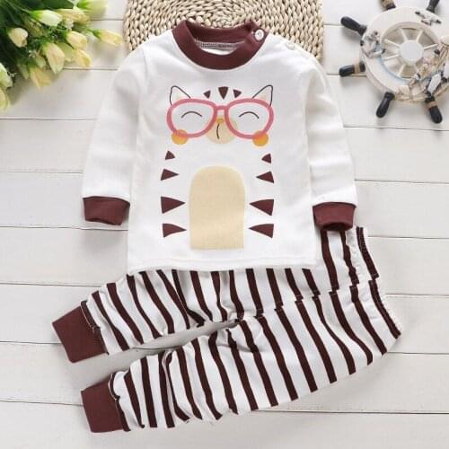 Baby Boy Clothes Cartoon Animal Printed Cotton Long Sleeve Two-piece Newborn Baby Girls Clothes Casual Baby Clothing Suit