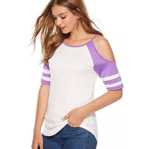 Summer Womens T Shirt Short Sleeve Round Neck T-Shirt Fashion New Casual Loose Plus Size Contrast Color Stitching Tops 5XL