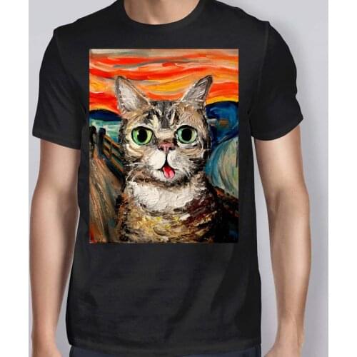 Lil Bub The Scream Vincent Van Gogh T-Shirt Summer Cotton Short Sleeve O-Neck Unisex T Shirt New S-3XL