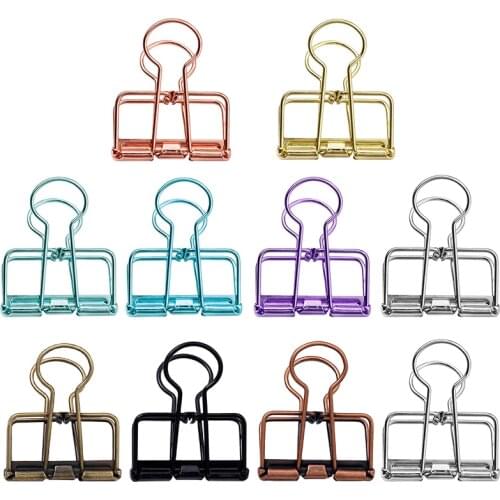 LMDZ High Quality 9 Color Hollow Long Tail Clips Electroplating Gold Dovetail Clip Multicolor Notebook Clip Office Storage Clip