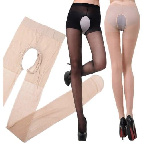 LNRRABC New 1PC Sexy Fashion Tigts Hot Open Crotch Pantyhose Elasticity 4 Colors Silk Stockings for Women
