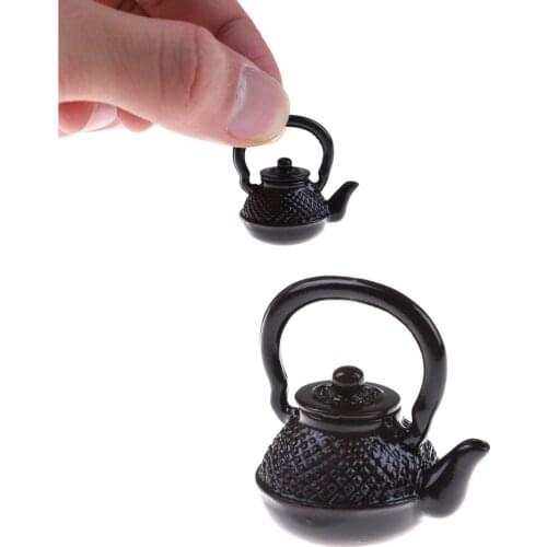 Metal Black Boiling Water Kettle for 1/12 Dollhouse Kitchen Canteen Miniature 15x30mm