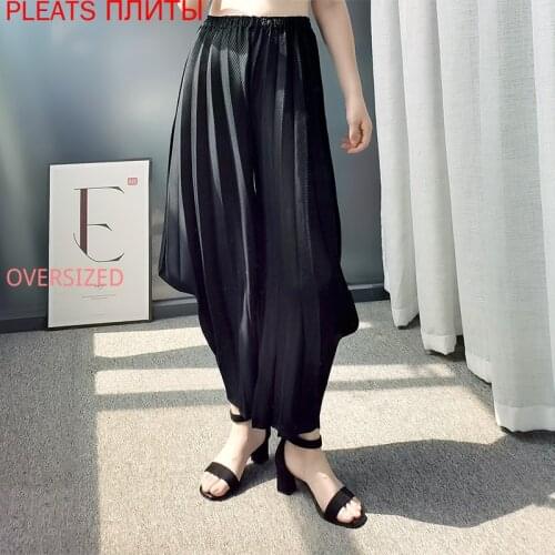 Miyake Pleated Little Feet Pants Tapered Pants Nine-point Casual Pants Elastic Stretch Summer New Style Pleats Ropa Mujer