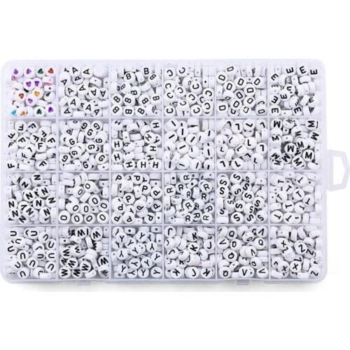 1200Pcs Round Acrylic Letter Beads Set for DIY Name Bracelets Necklace Jewelry Making Alphabet Puzzle Beads Boxes
