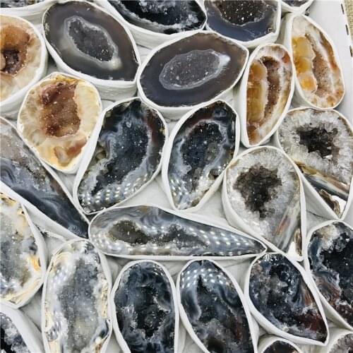 2pcs Naturel agate géode grotte pierres et cristaux minéraux bruts oco agate reiki pierre de cristal de quartz de guérison