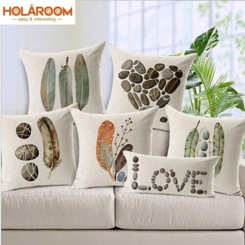 Leaf cushion cover feather stone decorative pillowcase sofa home car cushion almofada throw pillowcases Giraffes rhinos