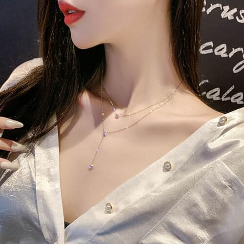 New Trendy 925 Sterling Silver O-Chain Necklace Rose Gold Zircon Fashion Necklace For Women Gift Summer Fine Jewelry