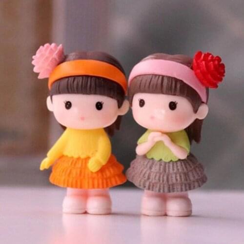 New 4PCS Pretty Pure Girl Figurine Bonsai Decorative Mini Fairy Garden People Statue Moss Ornaments Resin Craft Home Decoration