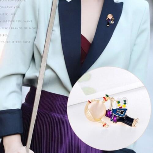 New Opal Enamel Drawing Girl Brooches Women Alloy Painter Art Lover Office Casual Brooch Pins Gifts