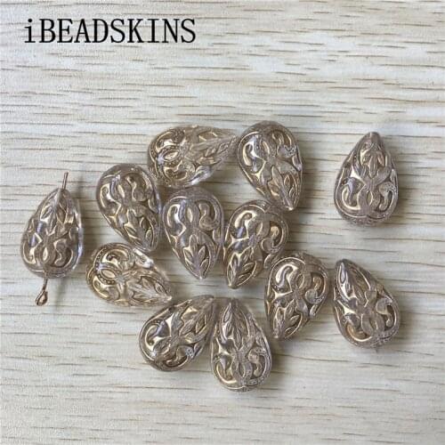 New arrival! 27x18mm 160pcs/lot clear with gold stripe drop shape Acrylic beads #0003 (Design as shown)