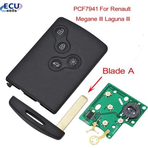 New Uncut Remote Key Fob 4 Button 433Mhz PCF7941 For Renault Megane III Laguna III