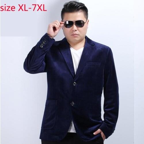 New High Quality Fashion Mens Spring Autumn Suit Golden Velvet Jacket Single Breasted Casual Men Blazers Plus Size XL-6XL 7XL