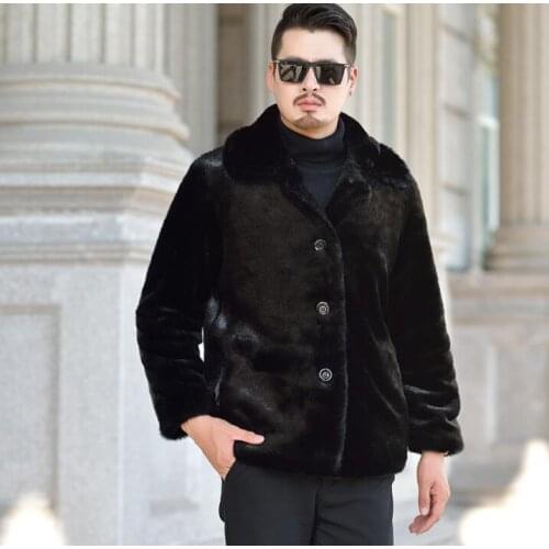 Autumn faux mink leather jacket mens winter thicken warm fur leather coat men slim jackets jaqueta de couro fashion B64