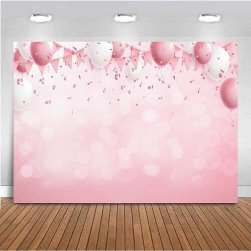Pink Light Polka Dots Bokeh Photography Background Flags Banner Decoration Newborn Baby Shower Love Birthday Backdrops Photo