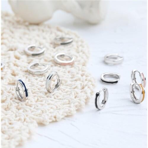 New 925 Sterling Silver Earring Fashion Morandi Color Drop Glaze Round Shape Ear Ring Ear Bone Buckle Trend Girl Silver Ear Jewe