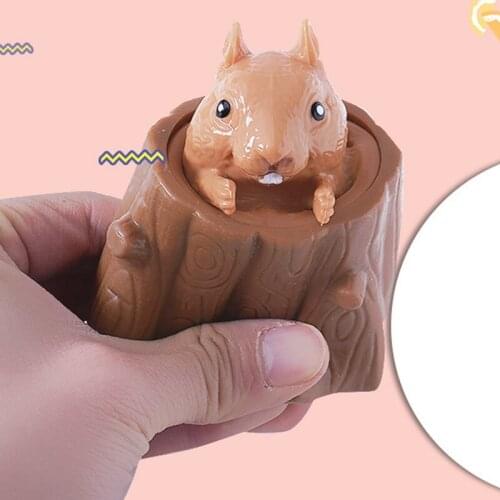 Squeezing Squirrel Cup Corn Dog Toys Decompression Toy Fidget Antistress Sensory Toy Stress Reliefing Toys Gift For Kids Adults