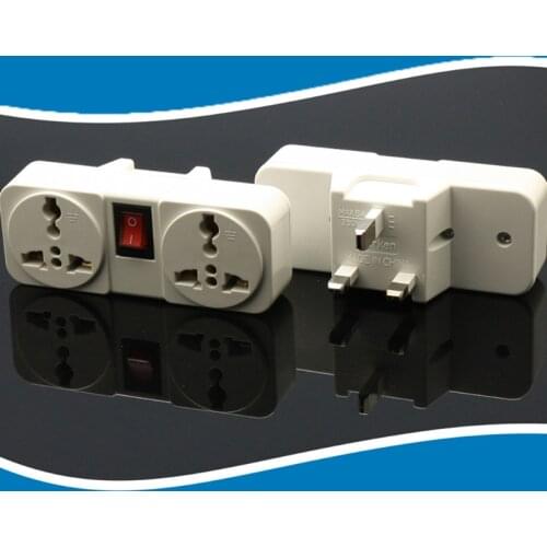Universal UK 250V 10A Wall Socket Adapter Portable 2 Way Extension Power Converter Plug Socket with On / Off Switch Dropship