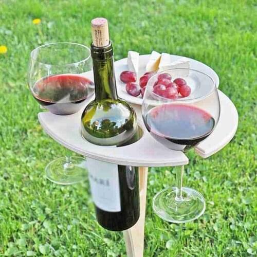 Outdoor Wine Table Portable Picnic Table Wine Glass Rack Collapsible Table Easy To Carry Home Decor Mini Wooden Picnic Table