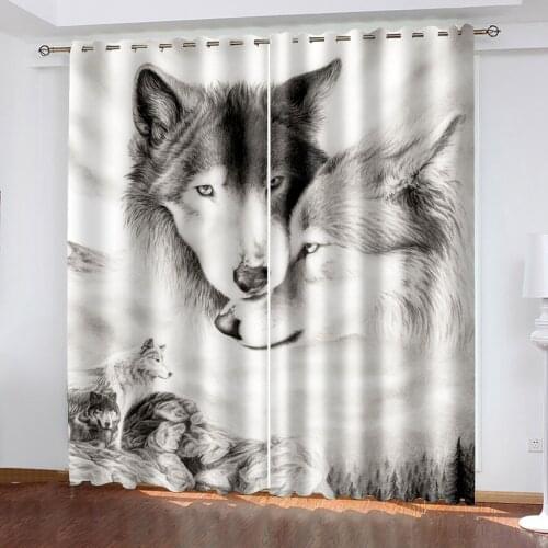 High quality custom 3d curtain fabric black and white animal curtains personality curtains