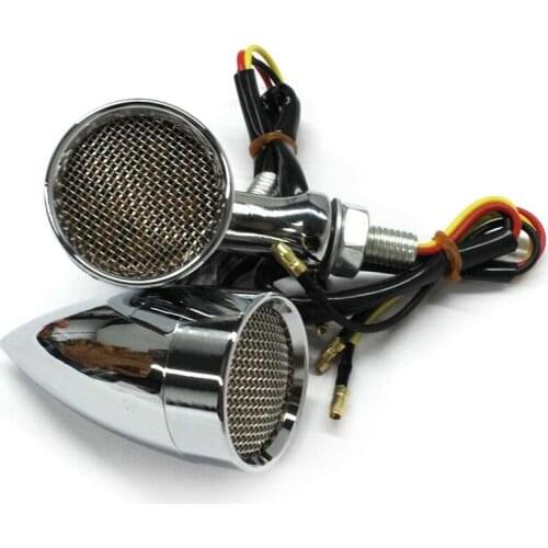 1Pair Black Grid Motorcycle Turn Signal Light LED for Honda Yamaha