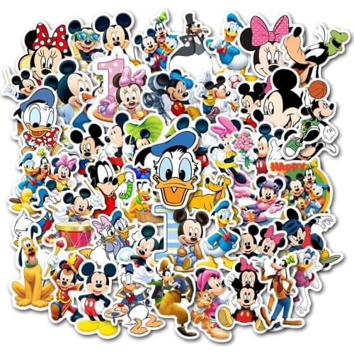10/50pcs Disney Mickey Mouse Sticker Desk notebook computer pencil case refrigerator TV sticker Furniture decoration stickers