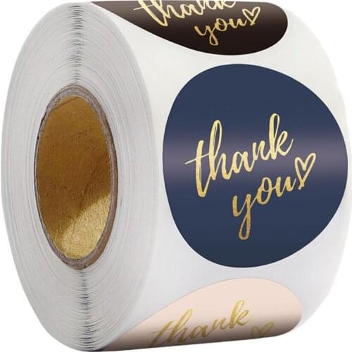 100-500pcs Thank You Stickers Seal Labels 1inch Gold Foil Paper Decoration Sticker For Handmade Wedding Gift Stationery Sticker