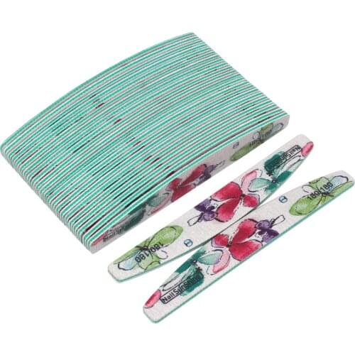 100Pcs/Lot Nail File 180/180 Professional Boat Files Washable Sanding Buffer Block Strong Sandpaper Manicure Nail Salon Tools