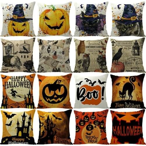 2PCS 45x45cm Throw Pillows Pillowcases Home Furnishing Cartoon Pumpkin Halloween Decorative Pillowcase Office Sofa Cushion Cover