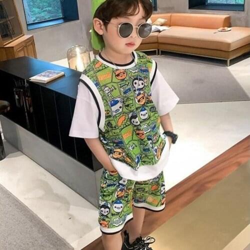 Boy Suits New Kid Clothing Sets Baby Boy Contrast Color Short Sleeve Tshirt + Shorts 2pcs Summer Clothes