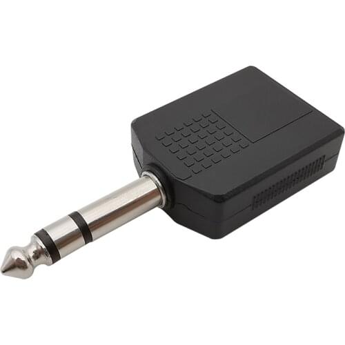 2Pcs/lot Black Stereo 6.35mm Male Plug TRS to 2x 1/4 Inch Female Jack Audio Signal Connector Splitter Dual Channel Audio Adapter