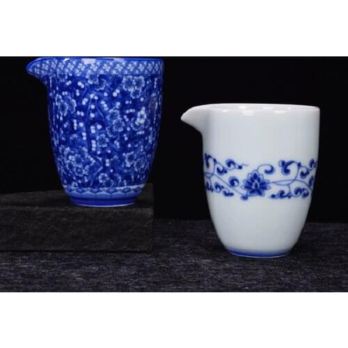 320ml Jingdezhen Blue and White Porcelain Fair Cup Tea Ceremony Cha Hai Drinkware Home Coffee Milk Mug Public Cups Teaware Gifts