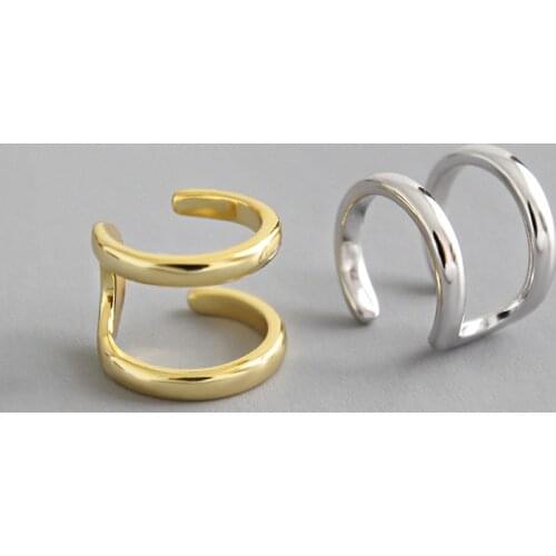 925 sterling silver earring sleek minimalist pearl ear clips without earring bead Double line ear clip trend wild female ear jew