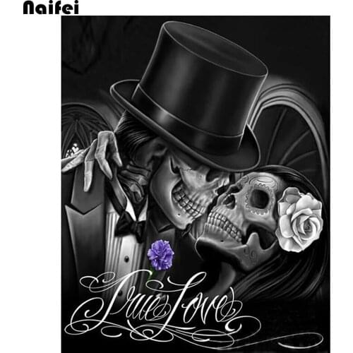 Skull Kiss Girl Diamond Painting,Full,sSquare,Round Diamond Embroidery Different Love,Mosaic Diamond Diy Handwork Puzzle Diamond
