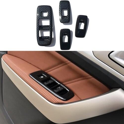 Car StylingCarbon Fiber Color Steel Door Window Lift Panel Cover For Ford Ranger Everest Endeavour 2015-2020 Auto Parts